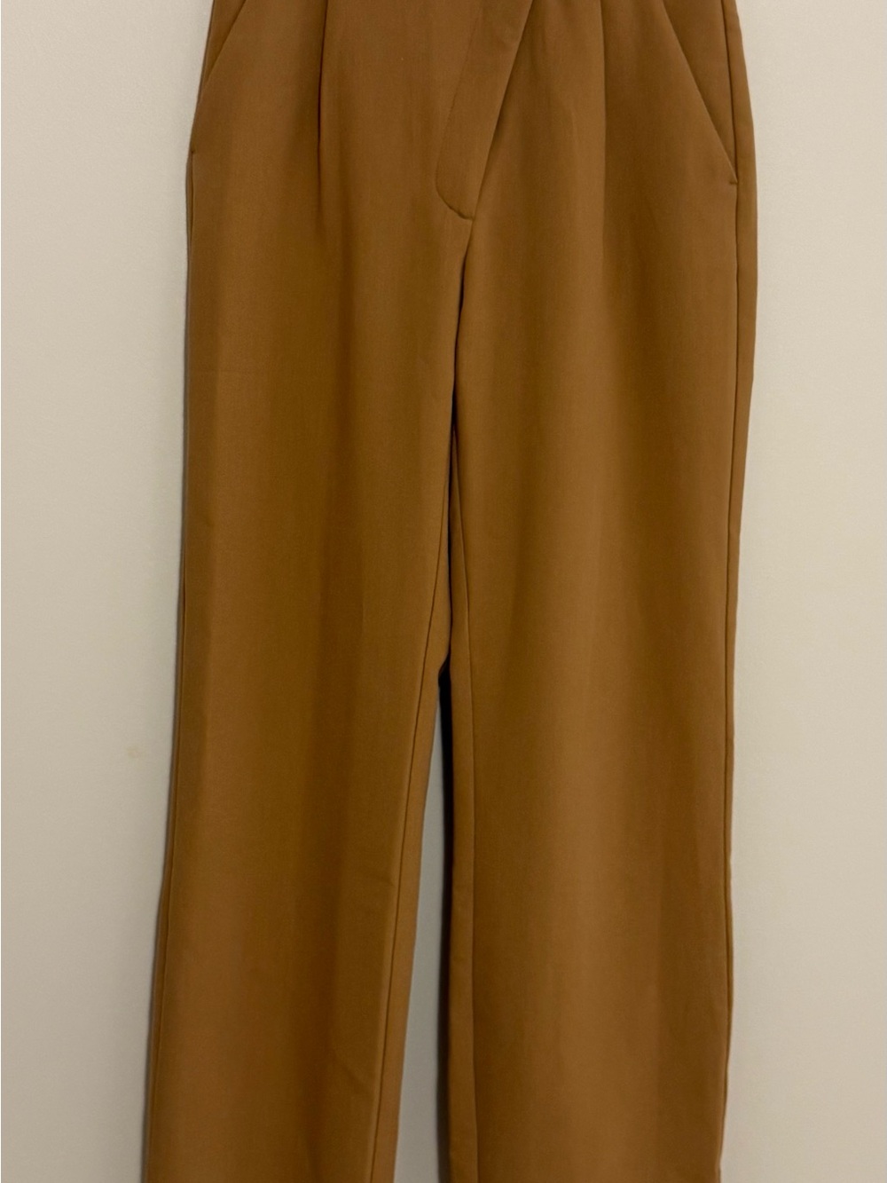 Abercrombie & Fitch Brown Pleated High Rise Wide Leg Tailored Trousers
